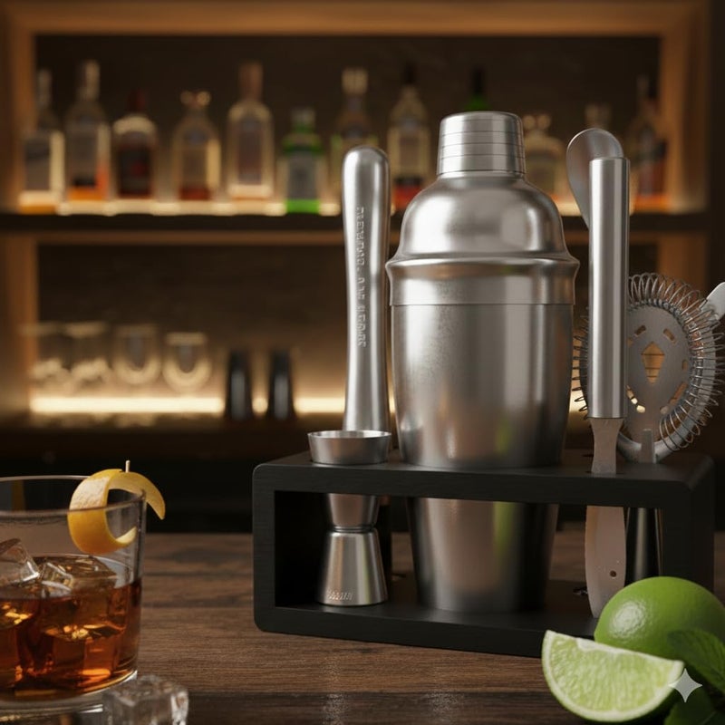 Highball  Chaser Highball & Chaser Cocktail Shaker Set: Bartender Kit for Home Bar Mixology Cocktail Bar Set Plus E-Book with 30 Recipes (Silver) - Image 3